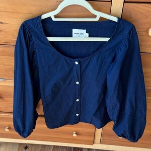 Rudy Jude Deep Blue Button-Up Blouse